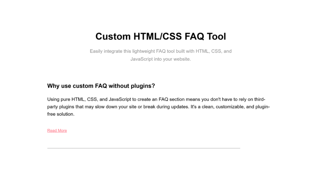 Blog Style FAQ with Read More Link