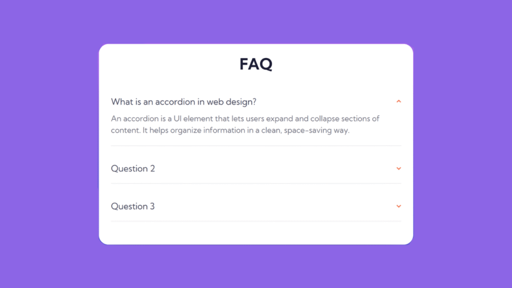 Colorful FAQ with Up & Down Arrows