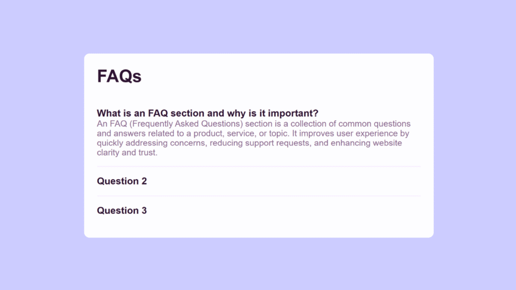 Lavender Themed FAQ Design
