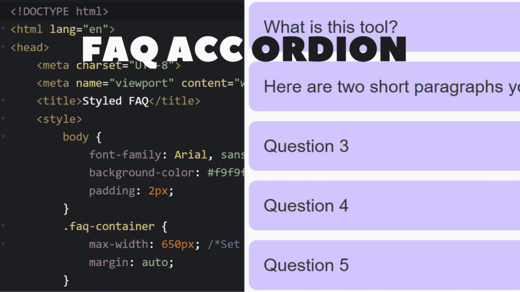 faq accordion html css & javascript