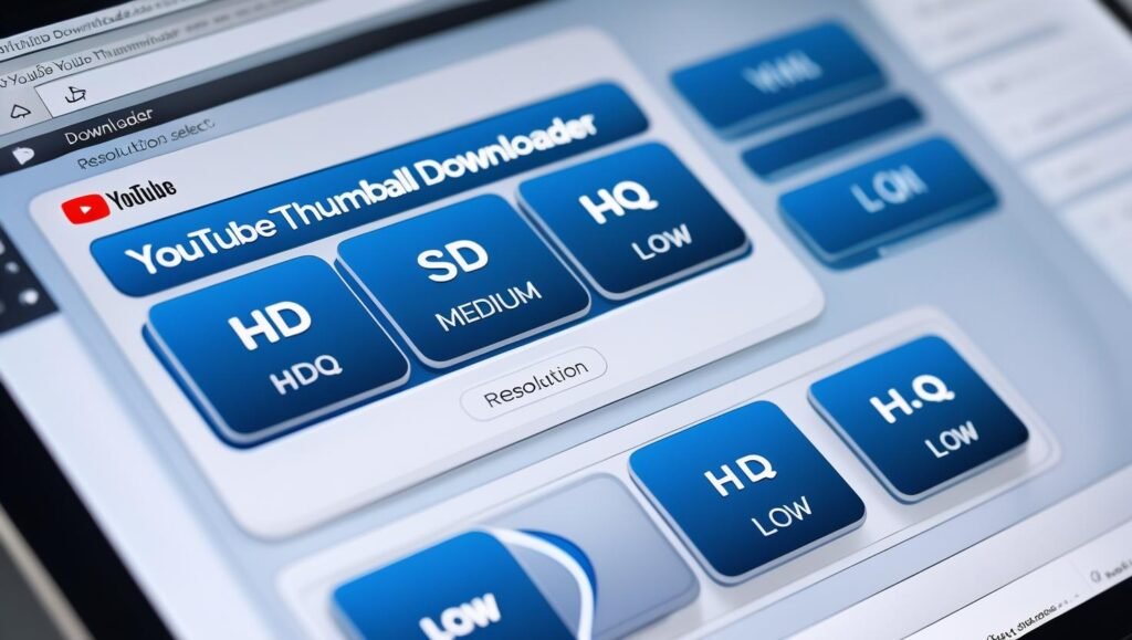 YouTube Thumbnail Downloader Interface with Multiple Quality Options